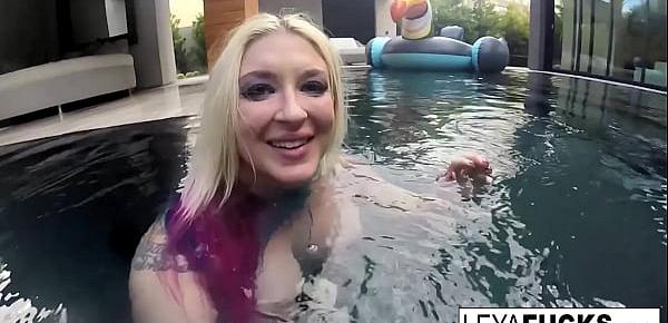  Leya and Lynn have a lesbian romp in a pool